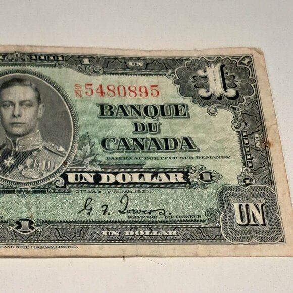 1 dollar bank of Canada bill / note 1937 - Picture 5 of 9